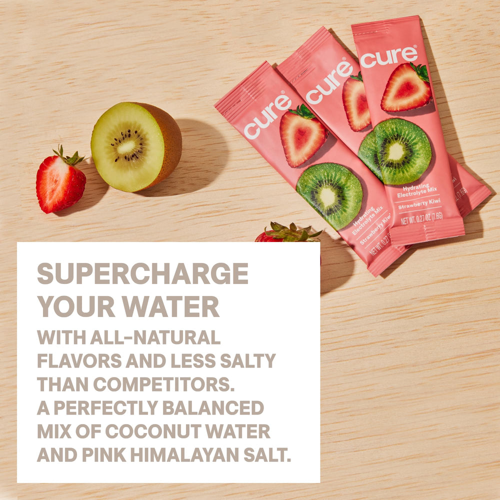 Close-up of Cure Hydration vegan non-GMO label