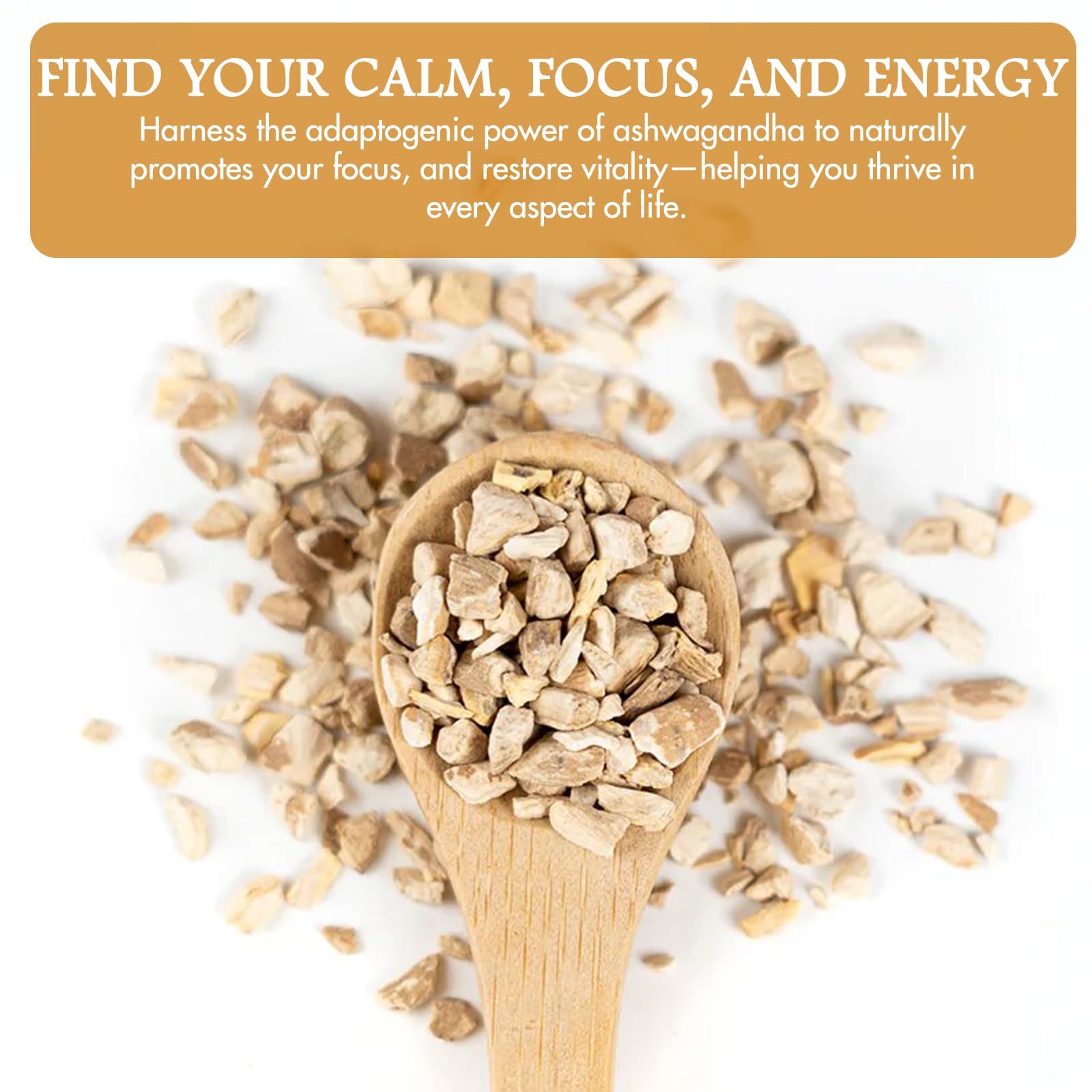 Cure Wid Pure ashwagandha root processed in cGMP facilities.
