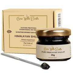Cure With Earth Shilajit Resin 25g raw block close-up showing natural texture and mineral depth