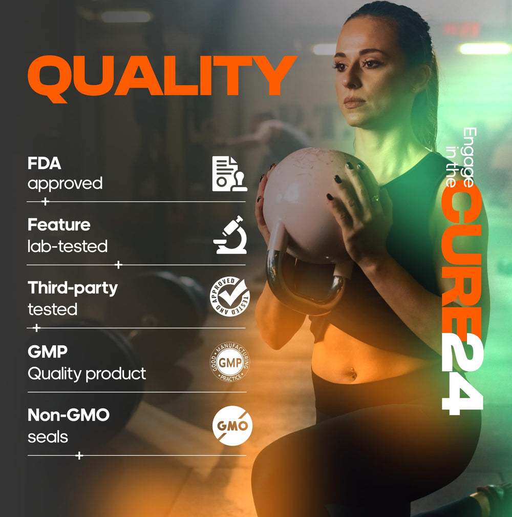 Cure24 Bovine X3 label shows USA-made quality and third-party testing for trust