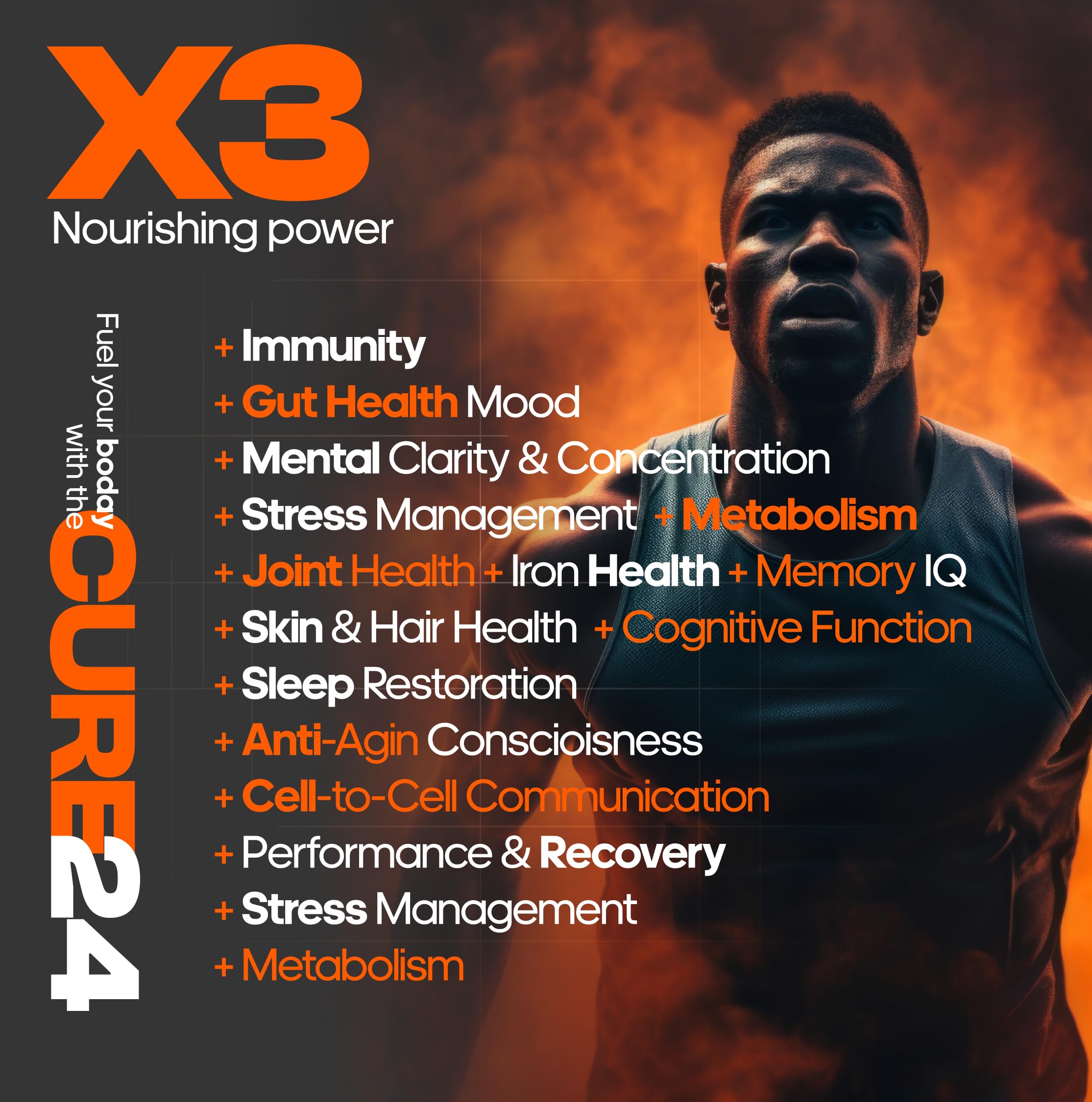 Cure24 Bovine X3 colostrum powder with peach-mango flavor, enjoyable gut-friendly routine