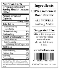 CurEase Goldenseal Root Powder smoothie scene shows versatile daily use.