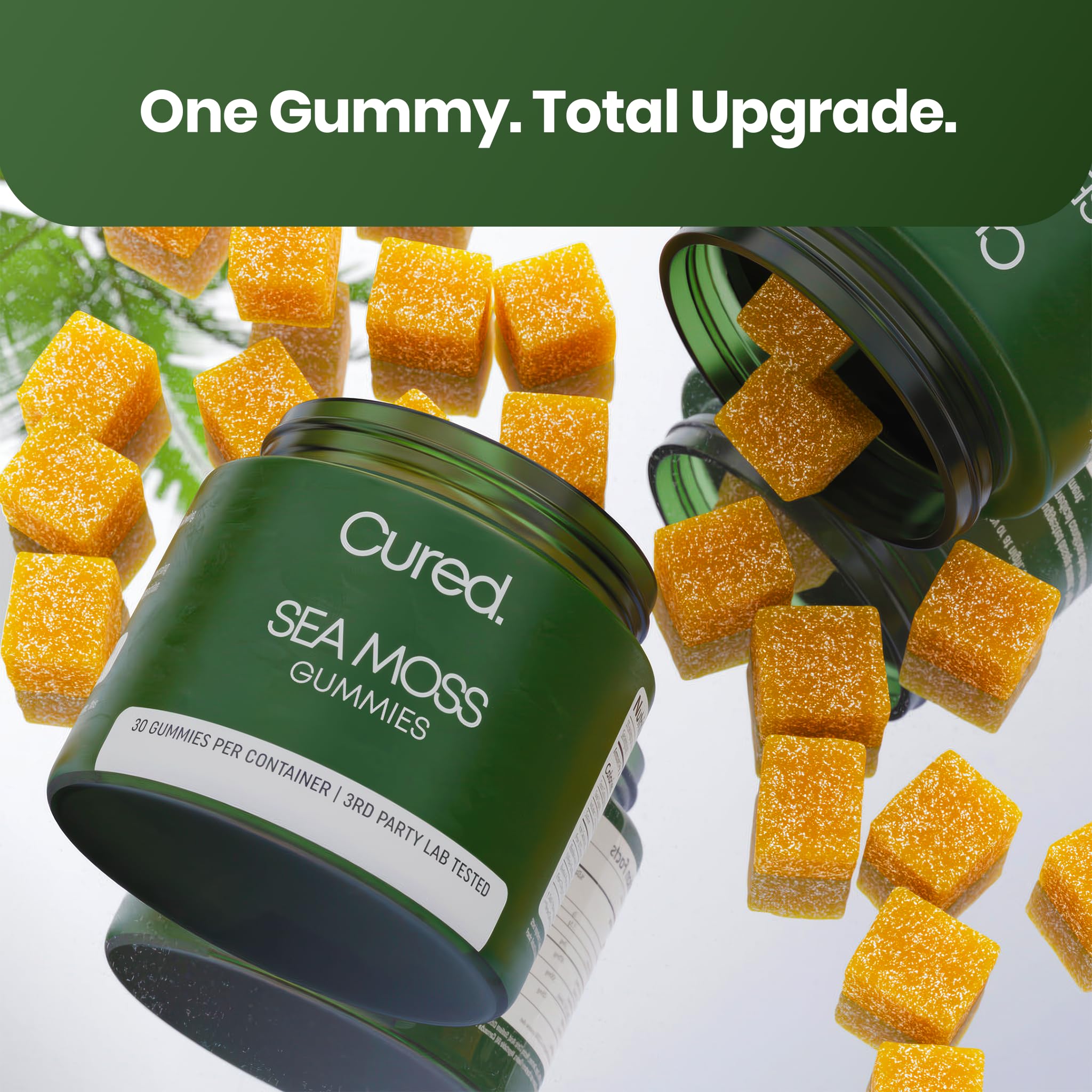 Cured Sea Moss Gummies 30-day supply in a convenient bottle.