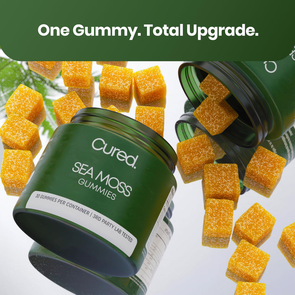 Cured Sea Moss Gummies 30-day supply in a convenient bottle.