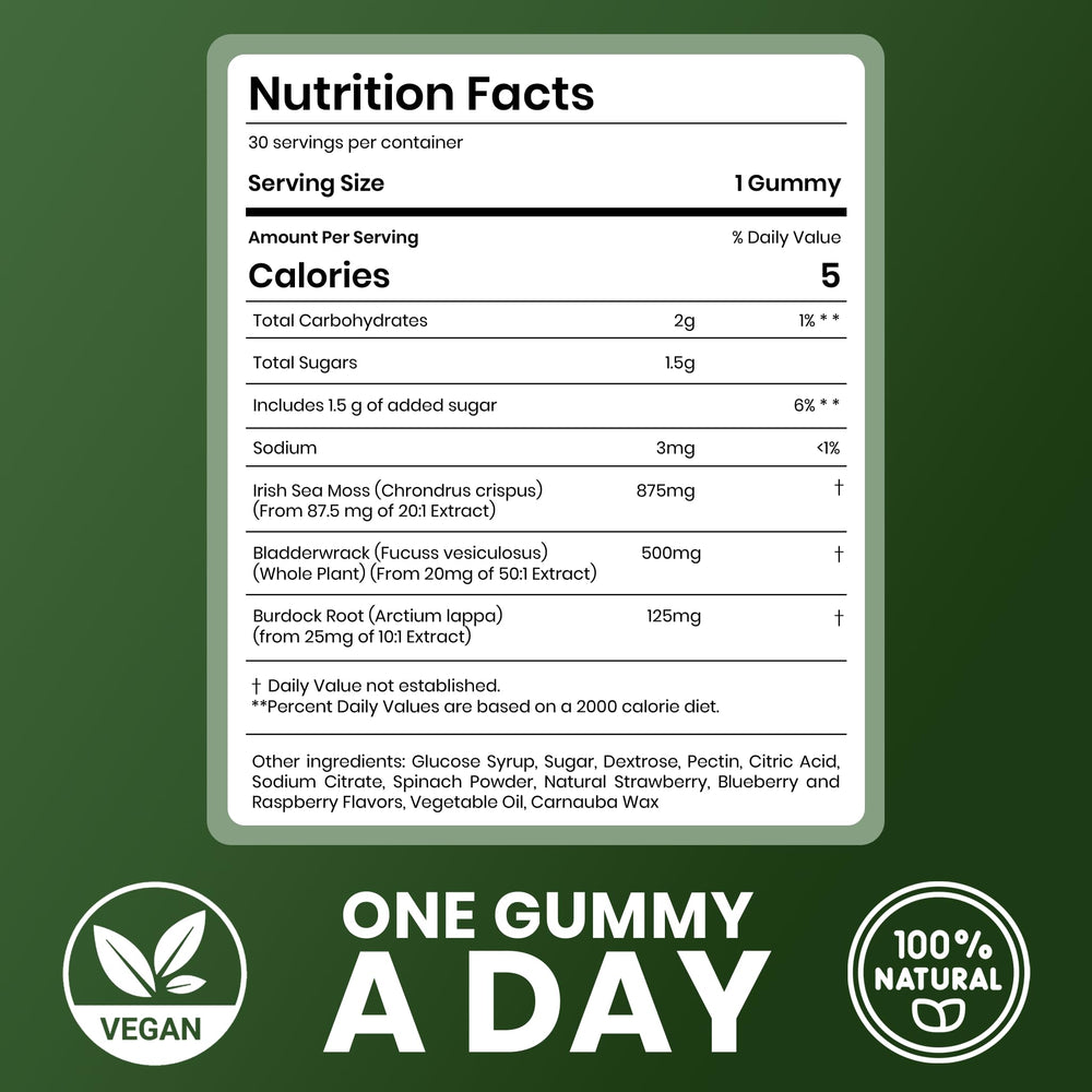 Cured Sea Moss Gummies vegan and GMO-free for clean snacking.
