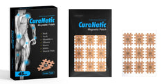 CureNetic Cross Type magnetic patch close-up showing skin-safe adhesive and grid tape.