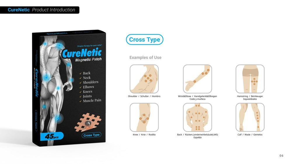 CureNetic Cross Type patch worn on arm demonstrates ease of daily wear.