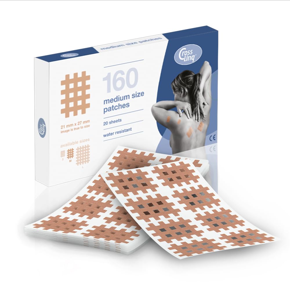 CureTape CrossLinq on skin shows targeted acupressure support for user relief.