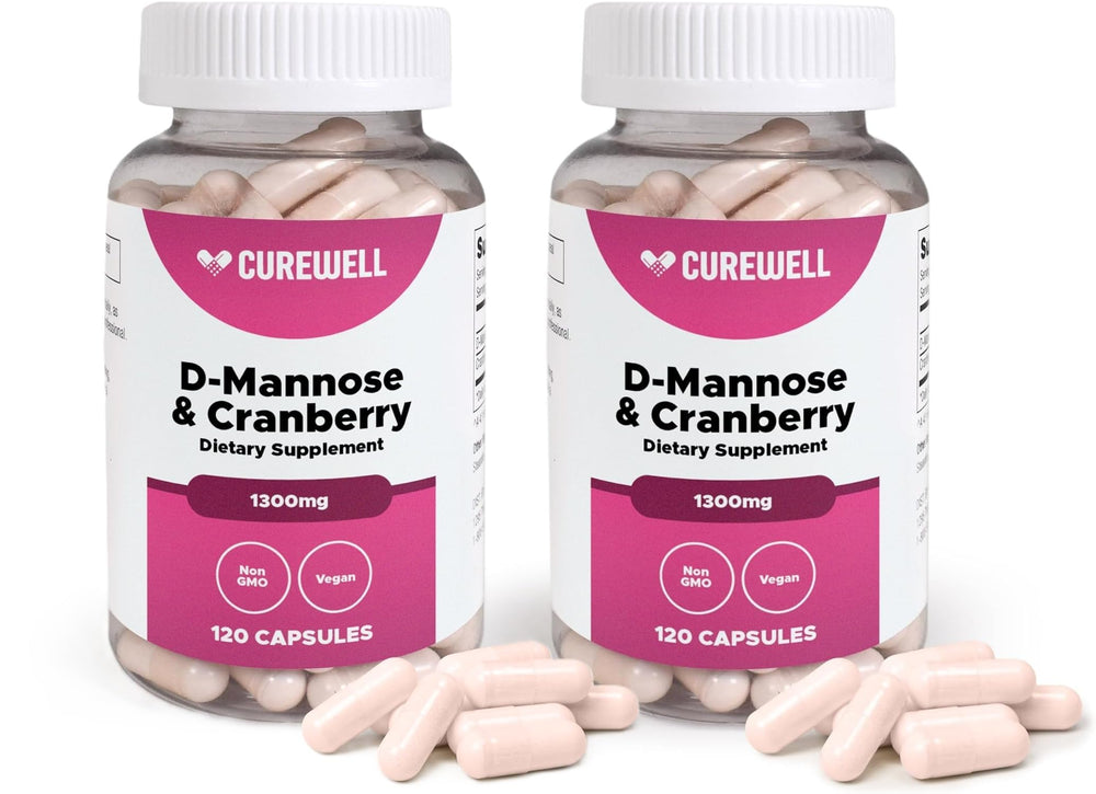 CUREWELL D-Mannose Cranberry bottle-front view promoting urinary health support