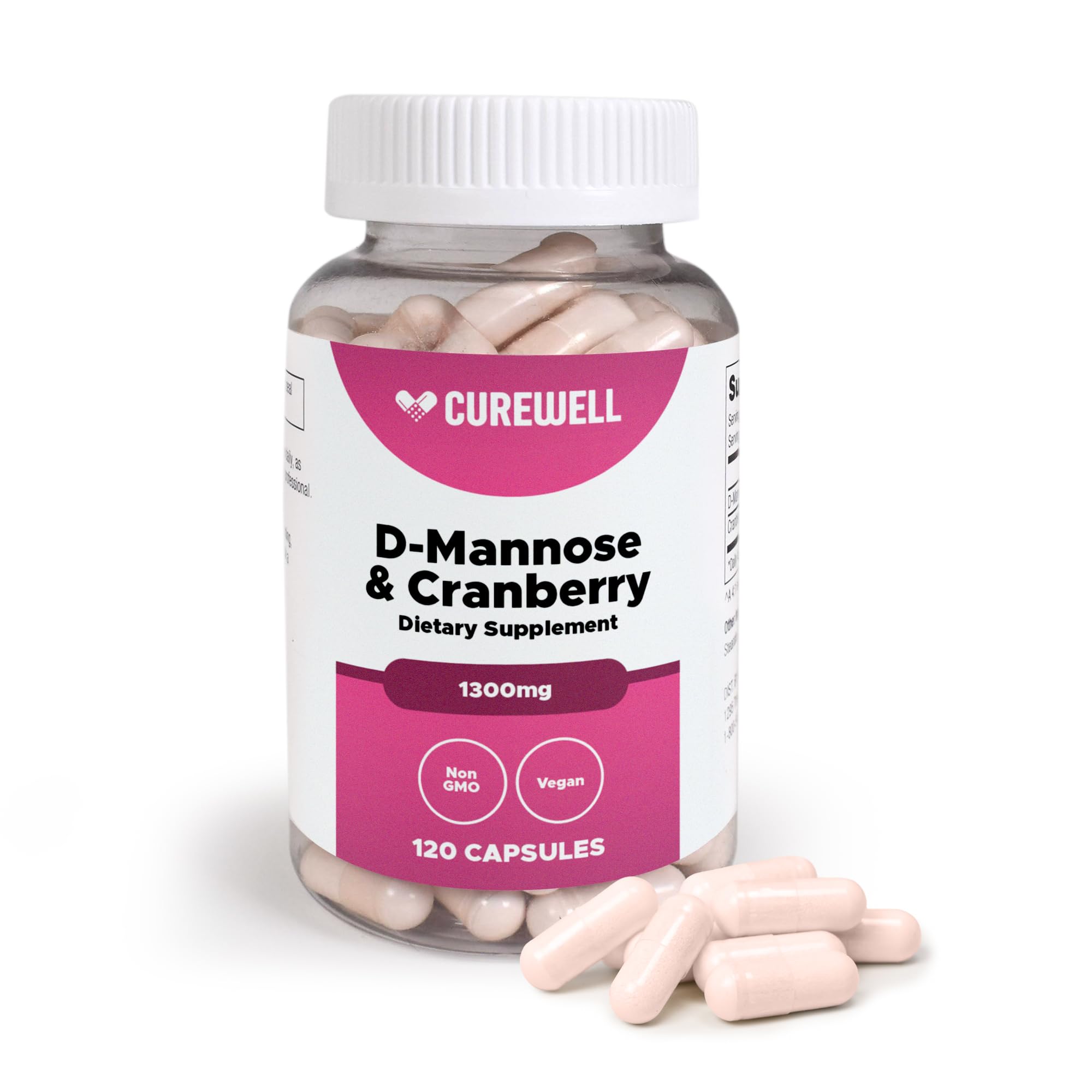 CUREWELL D-Mannose Cranberry bottle front supports urinary health