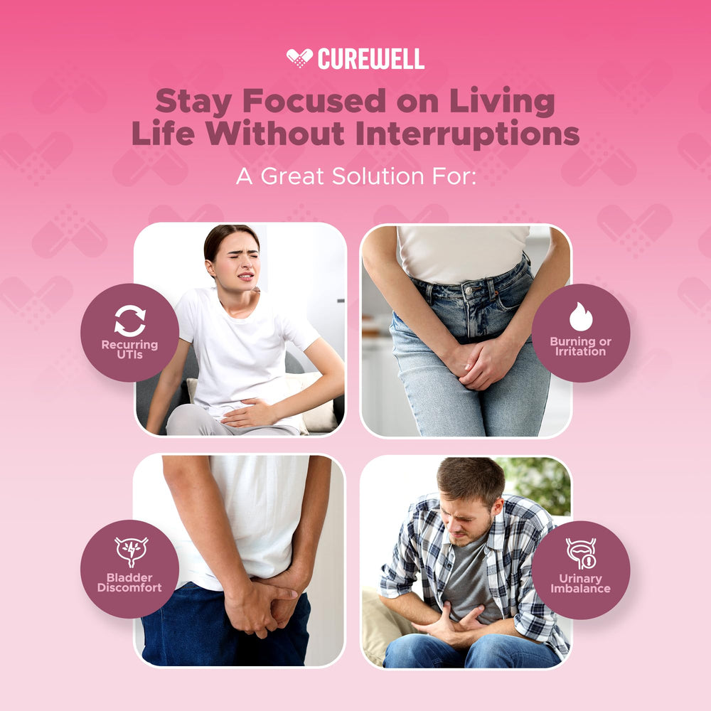 CUREWELL D-Mannose Cranberry bottle demonstrates convenient daily routine