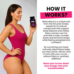 Curvy Fruit maca pills label front with dosage details.