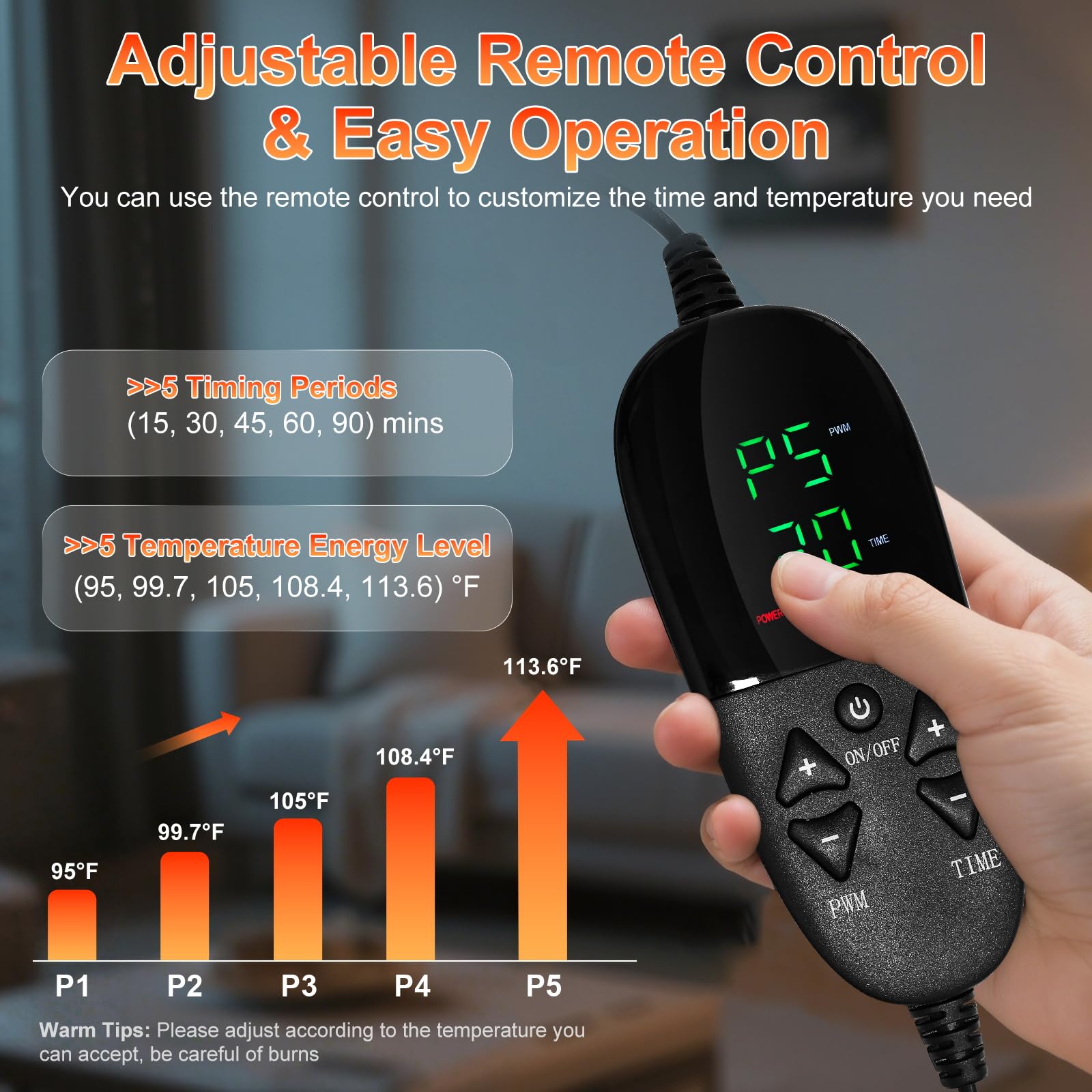 Cutiskrave remote control enables easy session timing and mode selection.