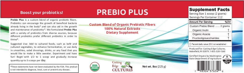 Cutting Edge Cultures Prebio Plus dispensing in a cup to add to drinks or foods.
