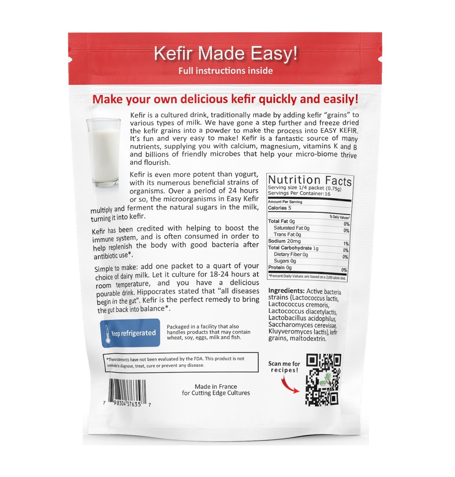 Cutting Edge Cultures Prebio Plus powder scoop close-up for precise measurement.