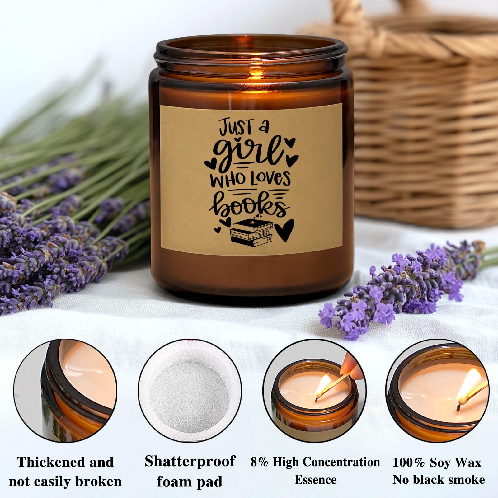 CWEGSJ Just One More Chapter label on candle