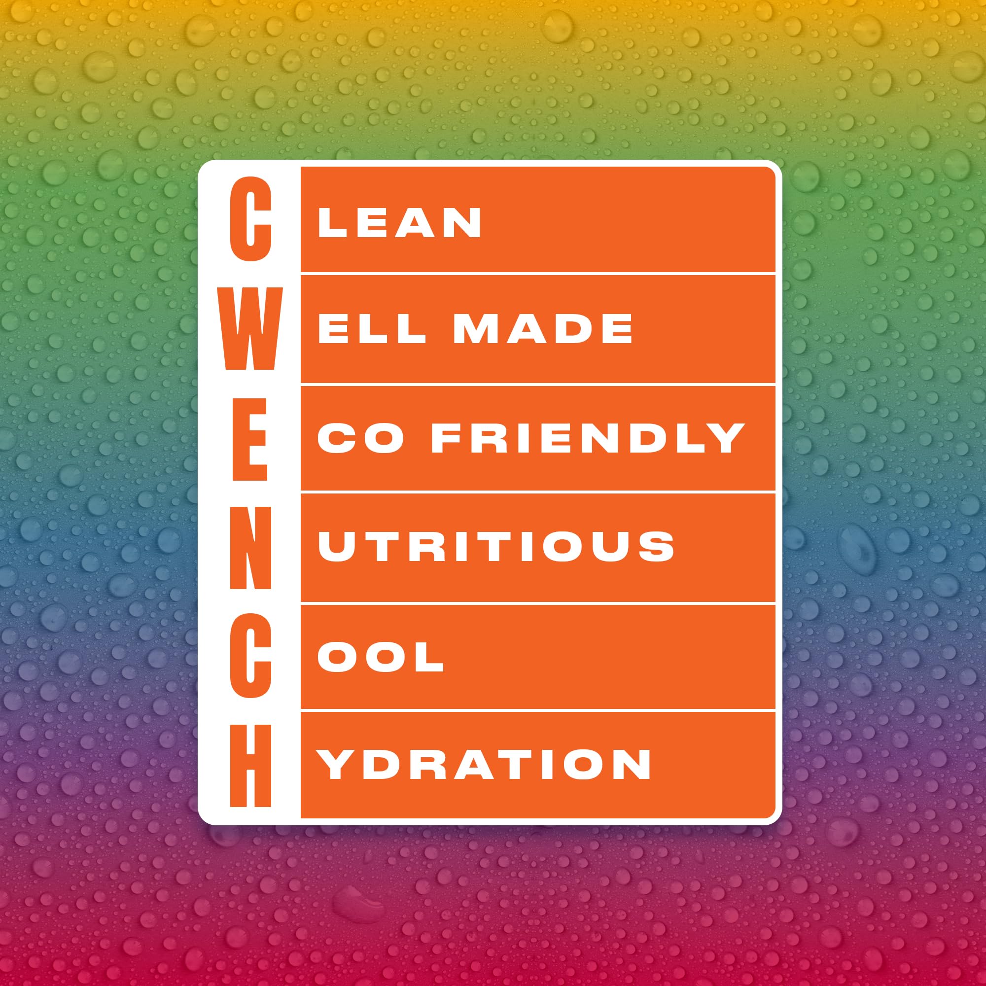CWENCH Rainbow Swirl packet demonstrates convenient on-the-go hydration anywhere