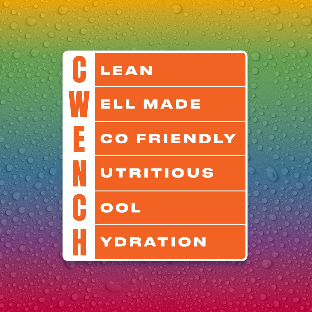 CWENCH Rainbow Swirl packet demonstrates convenient on-the-go hydration anywhere