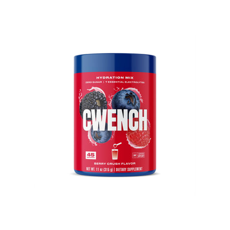 CWENCH Hydration Berry Crush 11oz bottle pour for quick refresh during workouts.