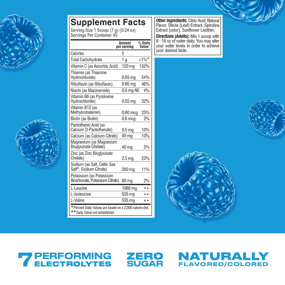 CWENCH HYDRATION blue raspberry packet ready for convenient workout or study session hydration