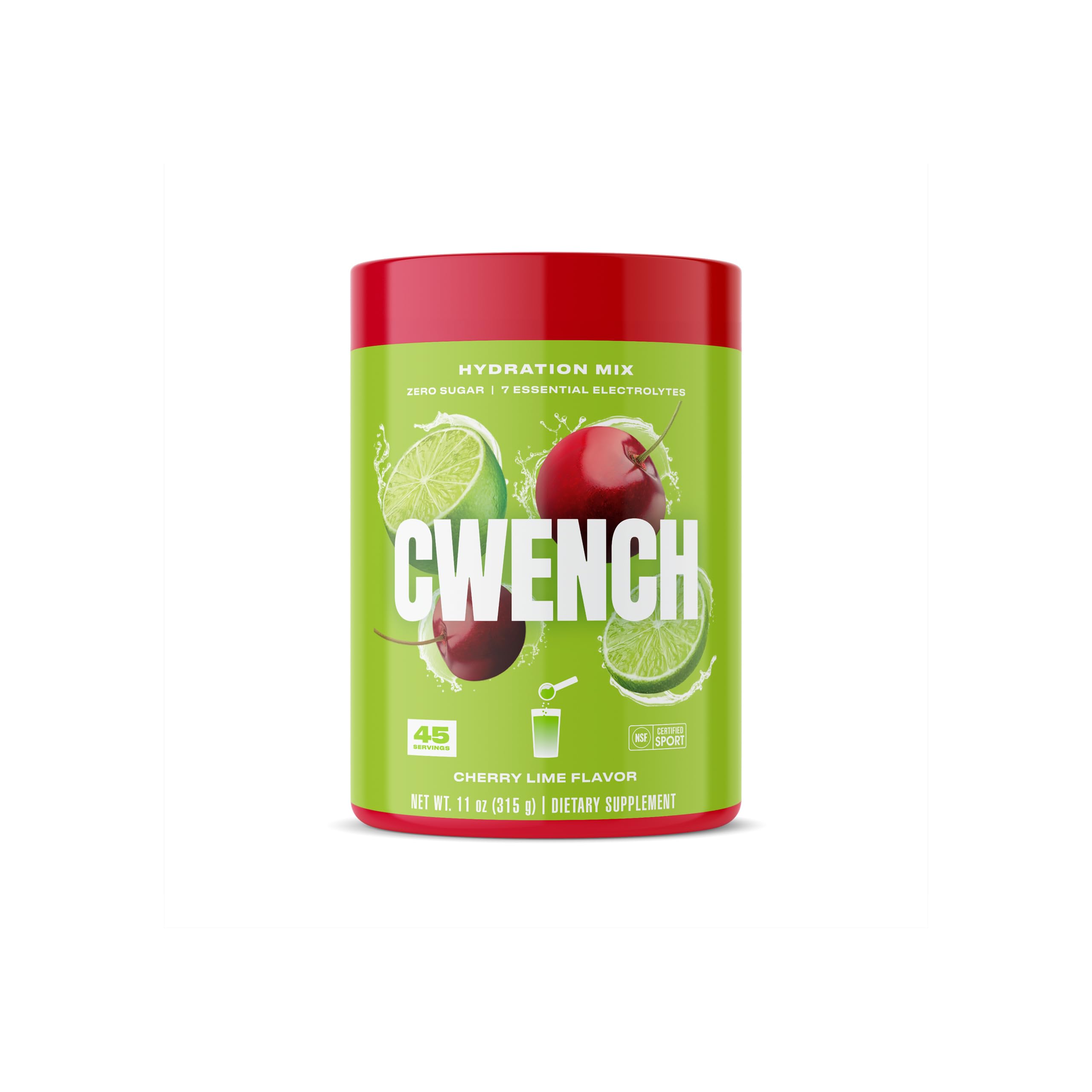 Cwench Hydration Cherry Lime bottle pour shows fast, refreshing electrolyte intake on the go