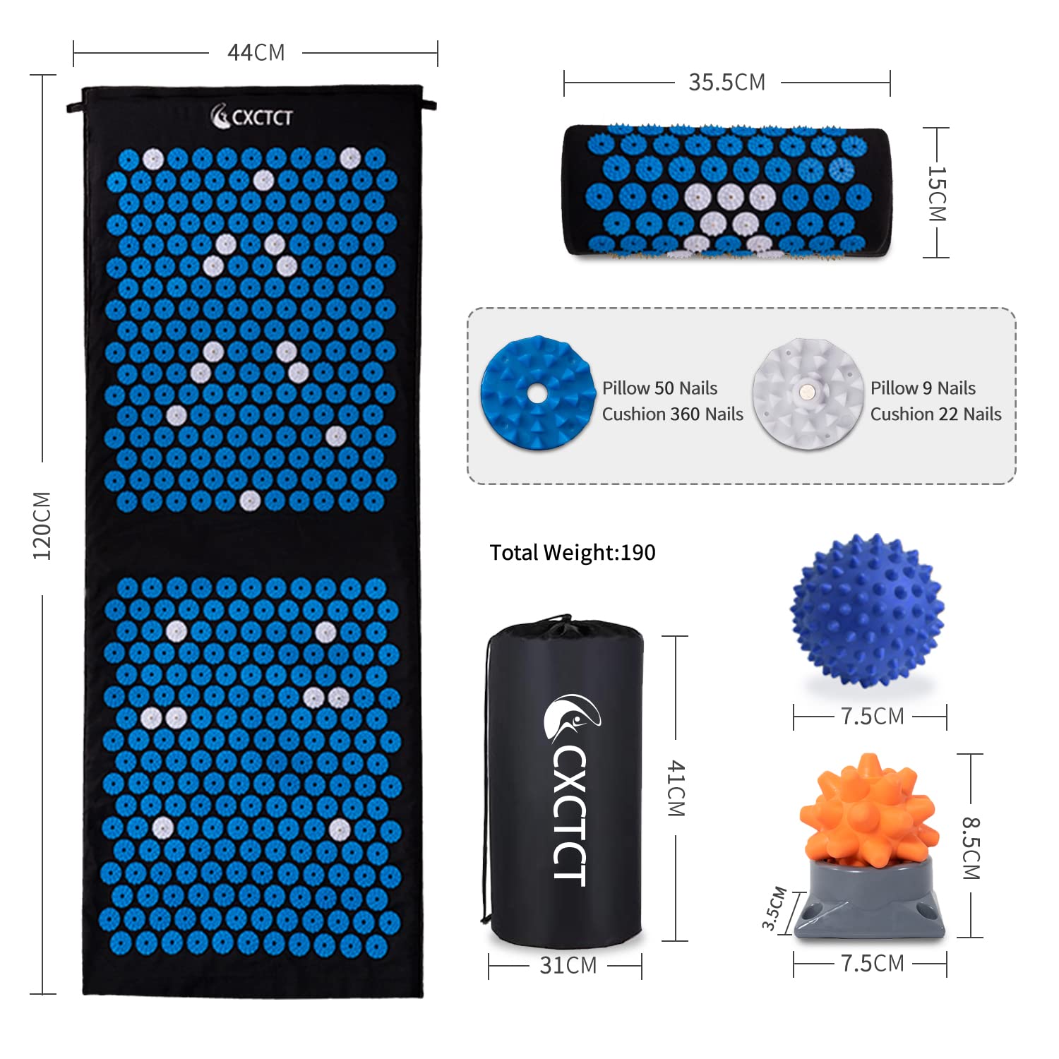 CXCTCT acupressure mat with magnetic points for targeted relaxation.