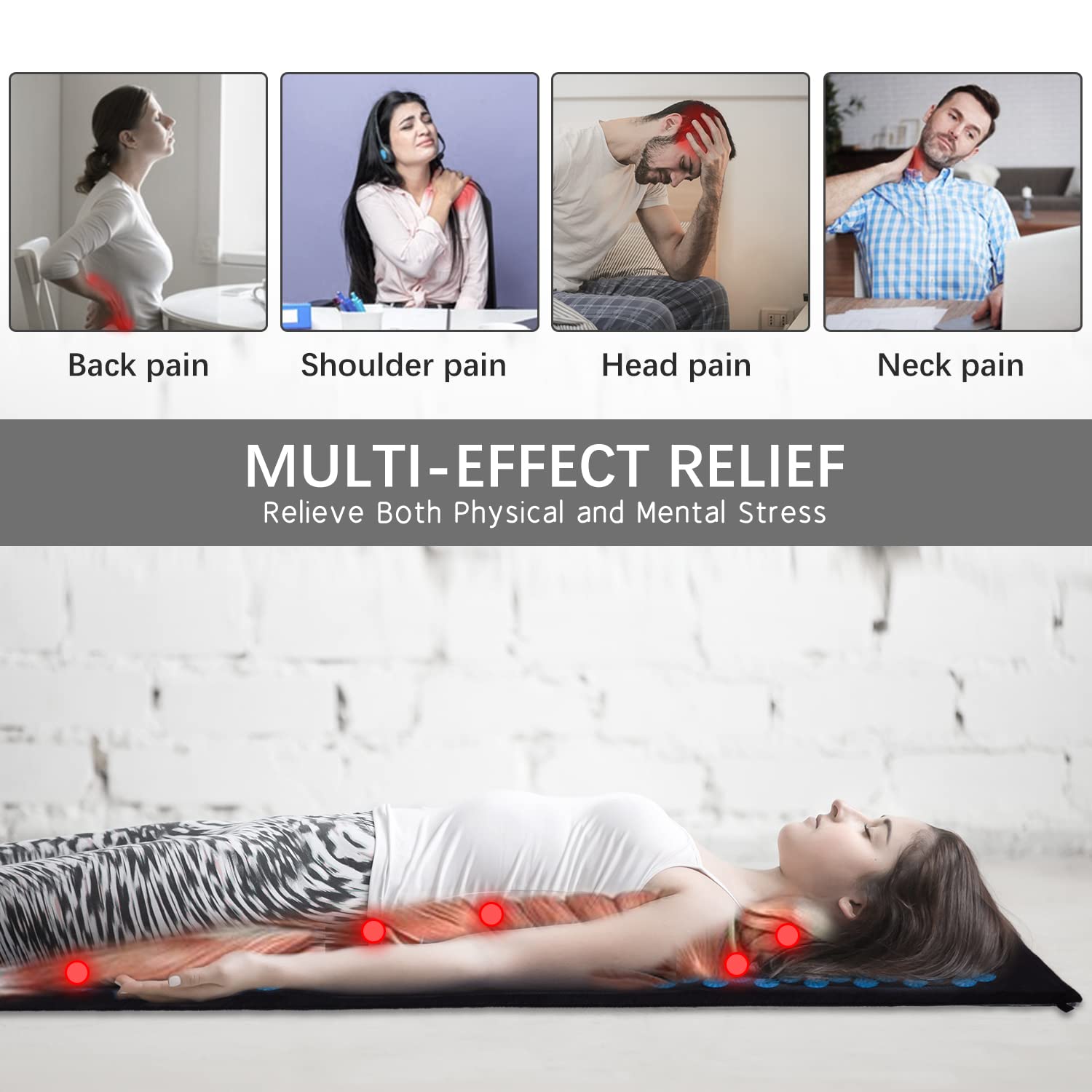 CXCTCT massage mat used under shoulder for soothing tension relief.