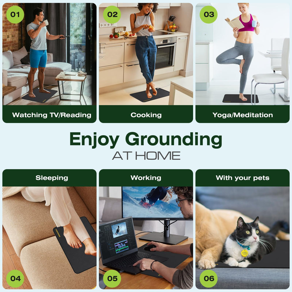 CYANTEKOMS grounding mat in use as foot therapy surface.