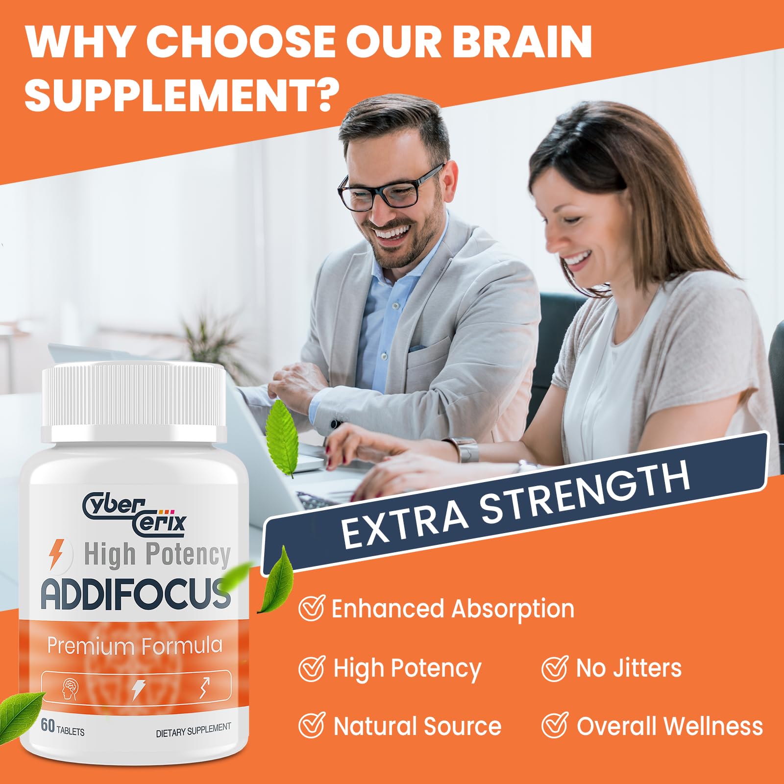CyberCerix ingredient blend graphic highlighting natural nootropics and vitamins.