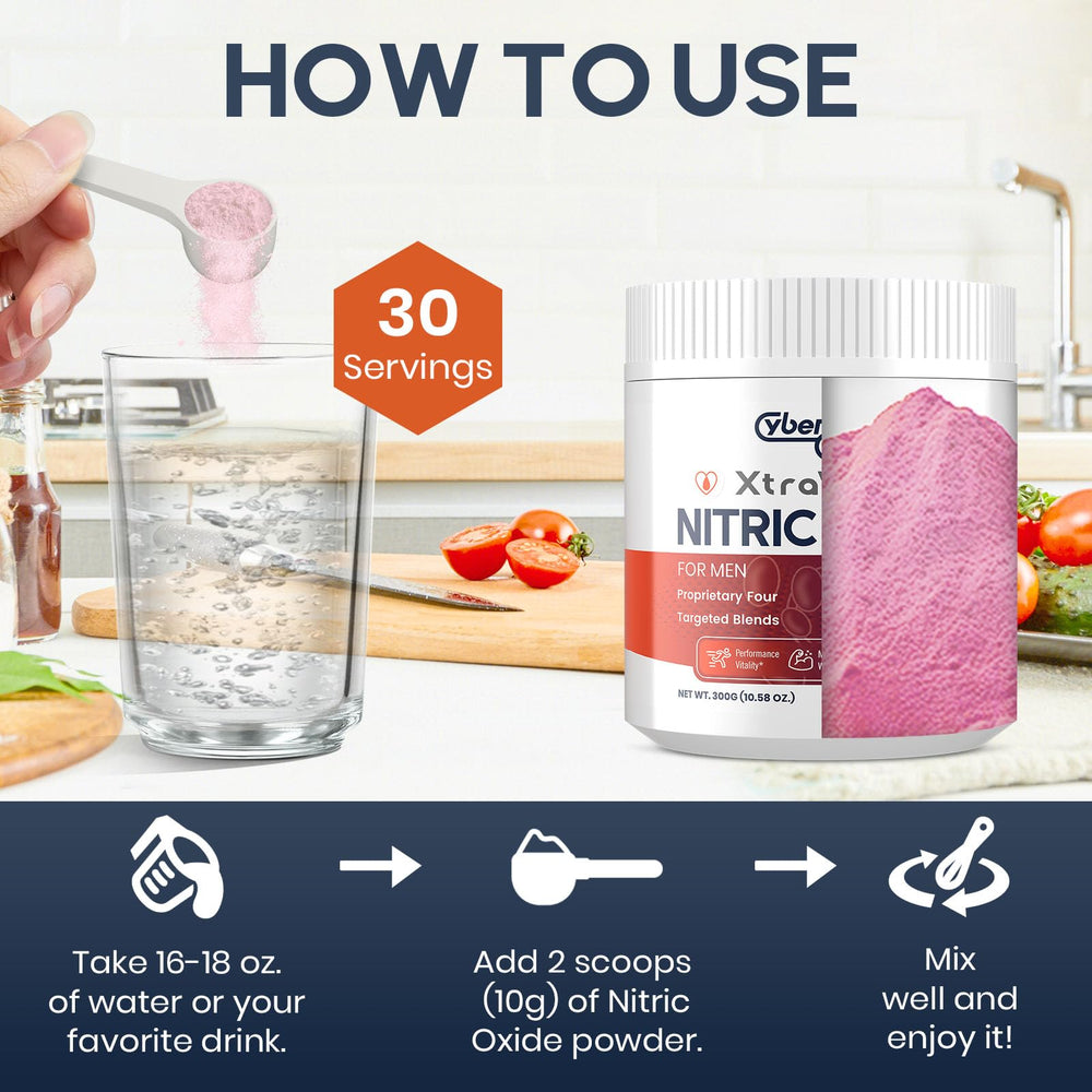 CyberCerix Nitric Oxide daily use product, easy to dissolve in water.