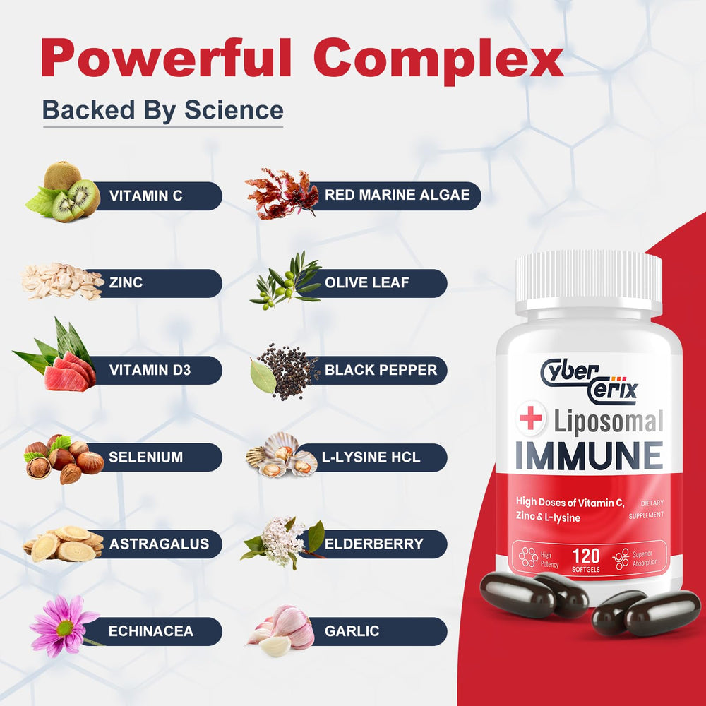 CyberCerix red seaweed and olive leaf extracts on display for immune support.