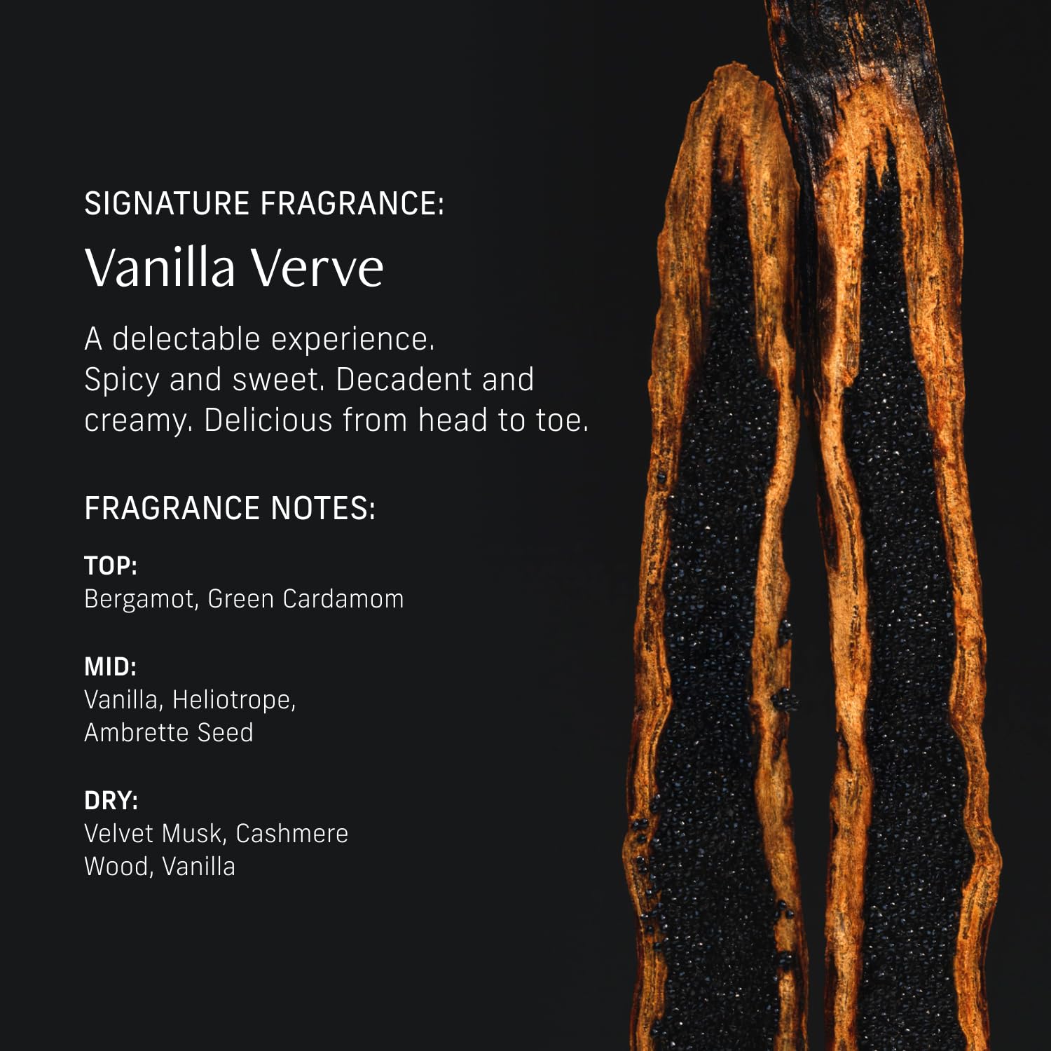 Amber and vanilla balance with warm, resinous notes