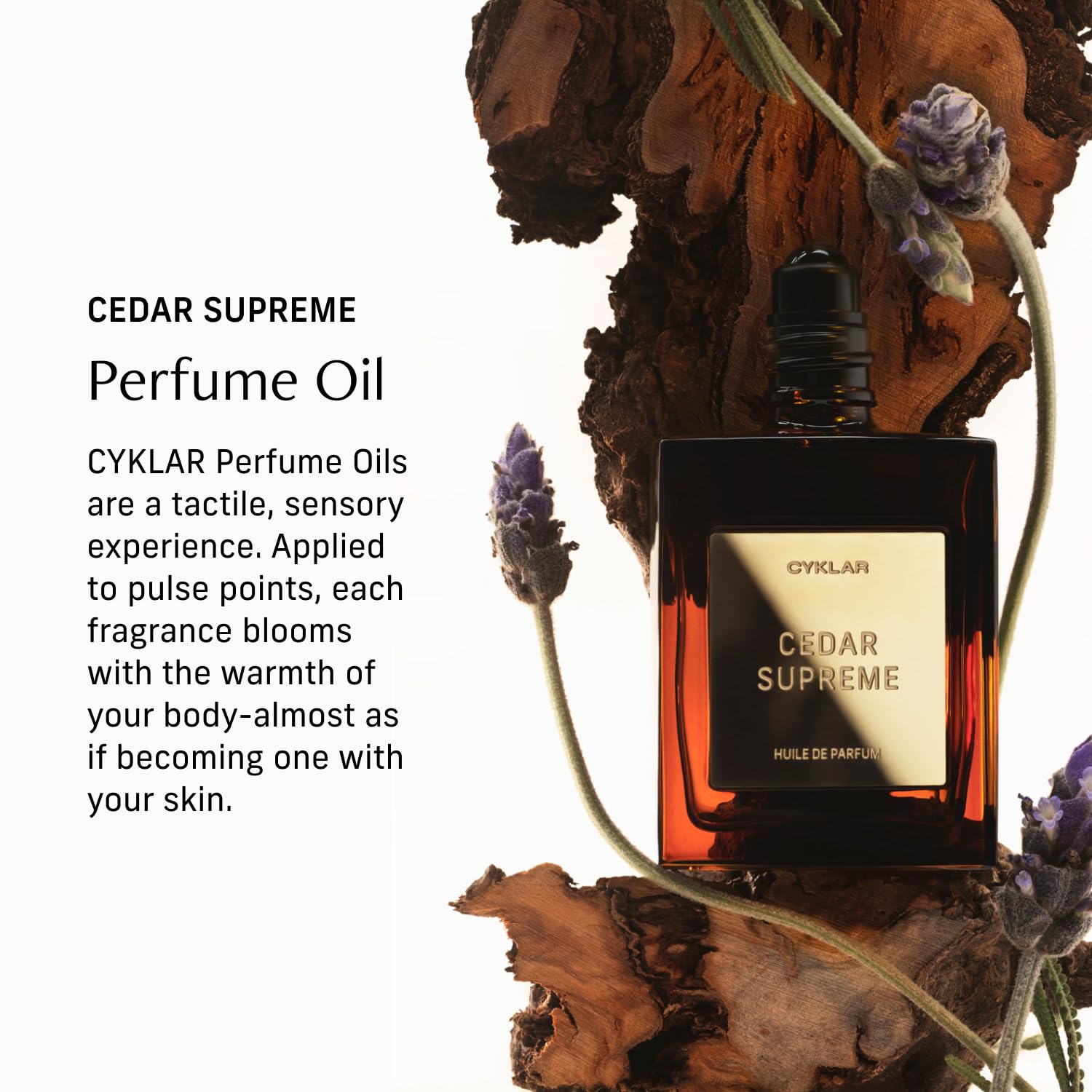 CYKLAR Bergamot Lavender Cedarwood blend roll-on on skin for lasting aroma