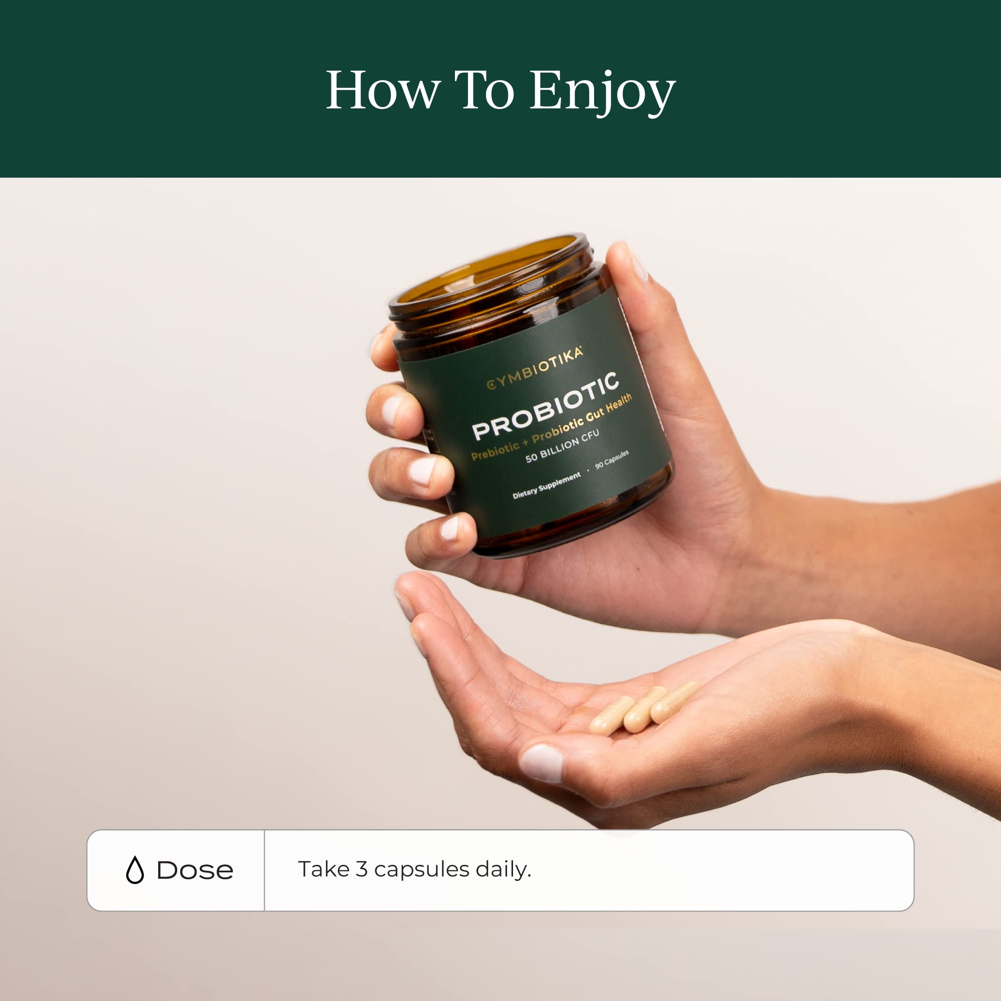 CYMBIOTIKA bottle on counter suggesting routine daily use.