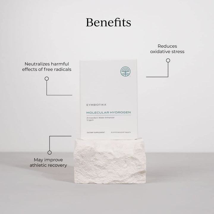 CYMBIOTIKA H2 tablet in a glass of water delivering a smooth, refreshing hydration moment