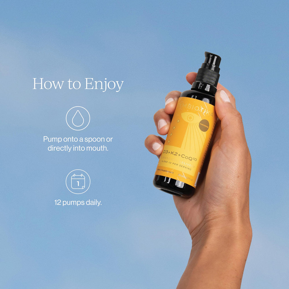 CYMBIOTIKA immune-support liquid with Tangerine flavor for daily rituals.