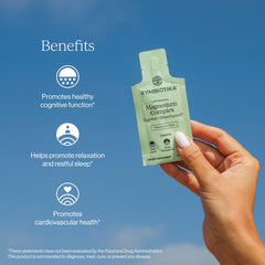CYMBIOTIKA Liposomal Magnesium Complex vanilla almond pouch open for easy daily use and on-the-go calm