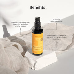 Close-up of liposome spray pump on CYMBIOTIKA drops for easy dosing