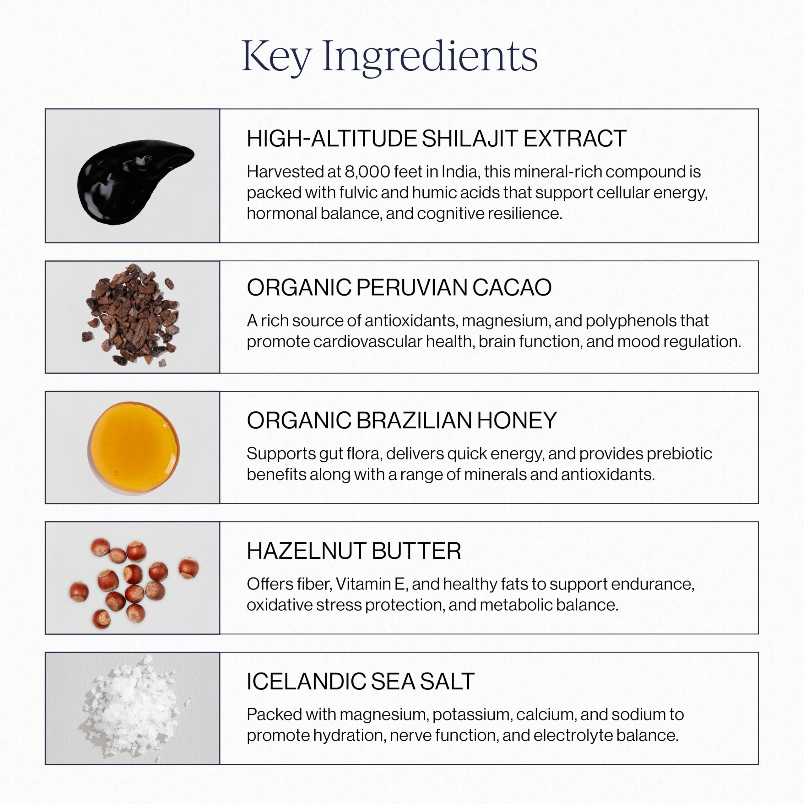 CYMBIOTIKA Shilajit Liquid Complex ingredients close-up highlighting fulvic and humic acids for minerals.