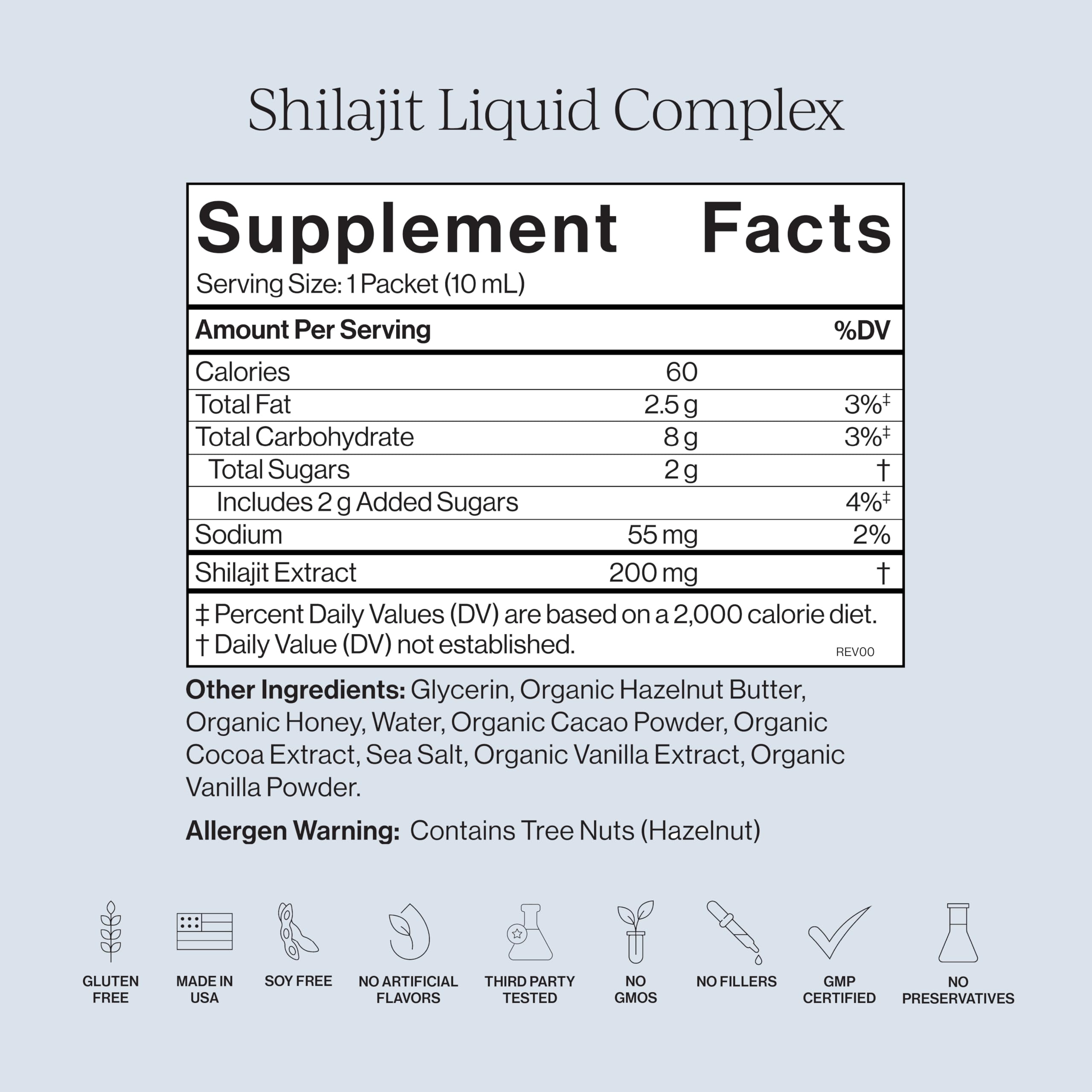 CYMBIOTIKA Shilajit Liquid Complex packaging in glass container signaling mineral-rich formula.