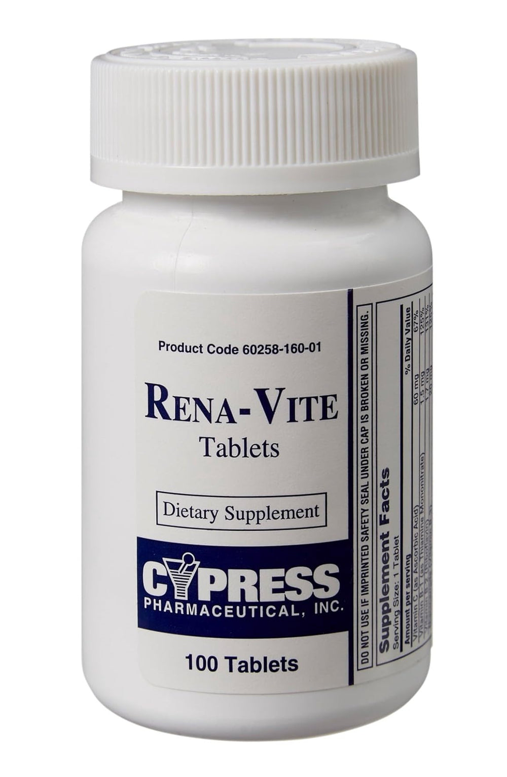 Cypress Rena-Vite tablets bottle front, showcasing the three-bottle set for daily use