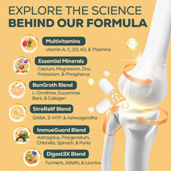 CystoRebalance bottle label highlighting vitamins and minerals.