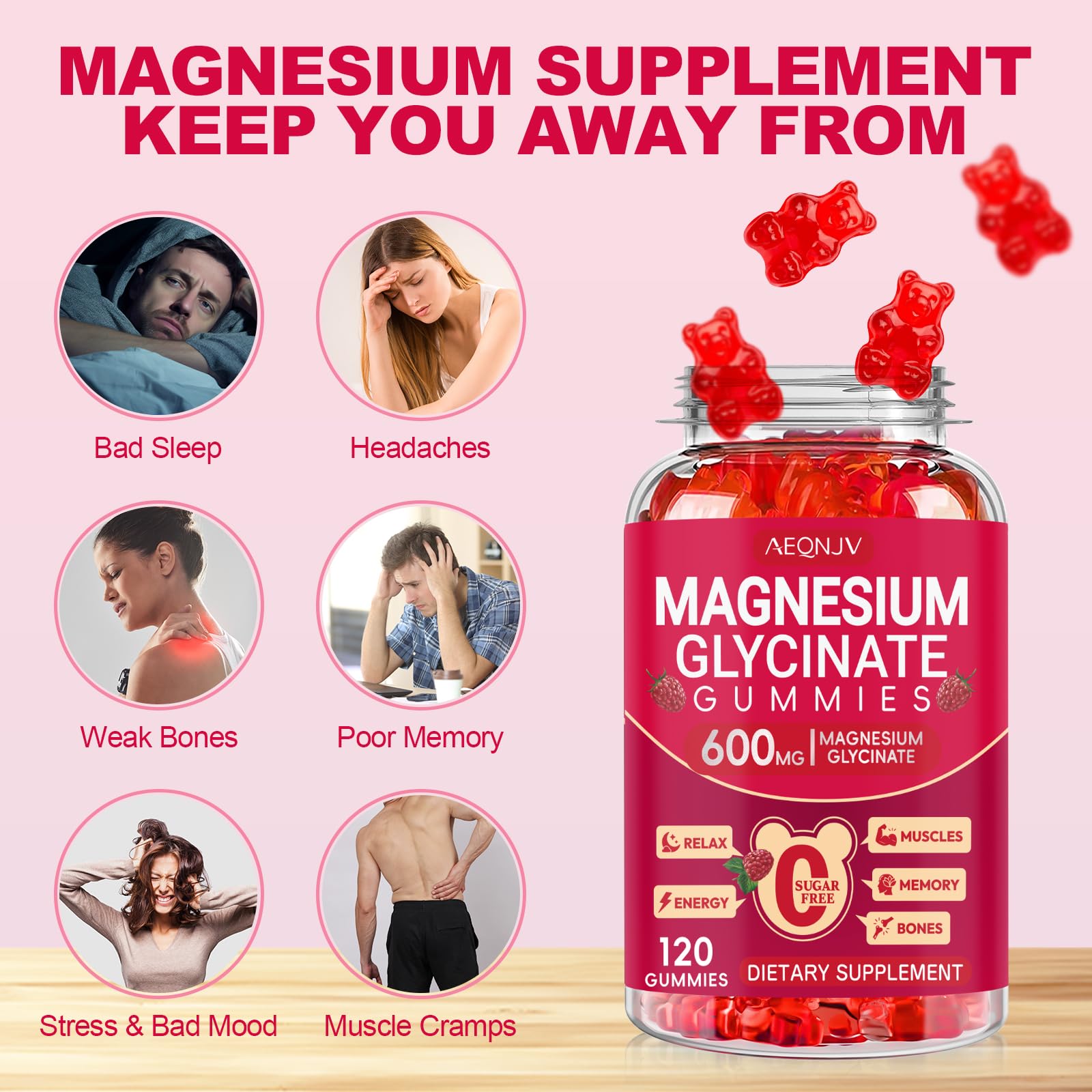Cytona Magnesium Glycinate Gummies hand-dispense image suggests easy, chewy daily intake