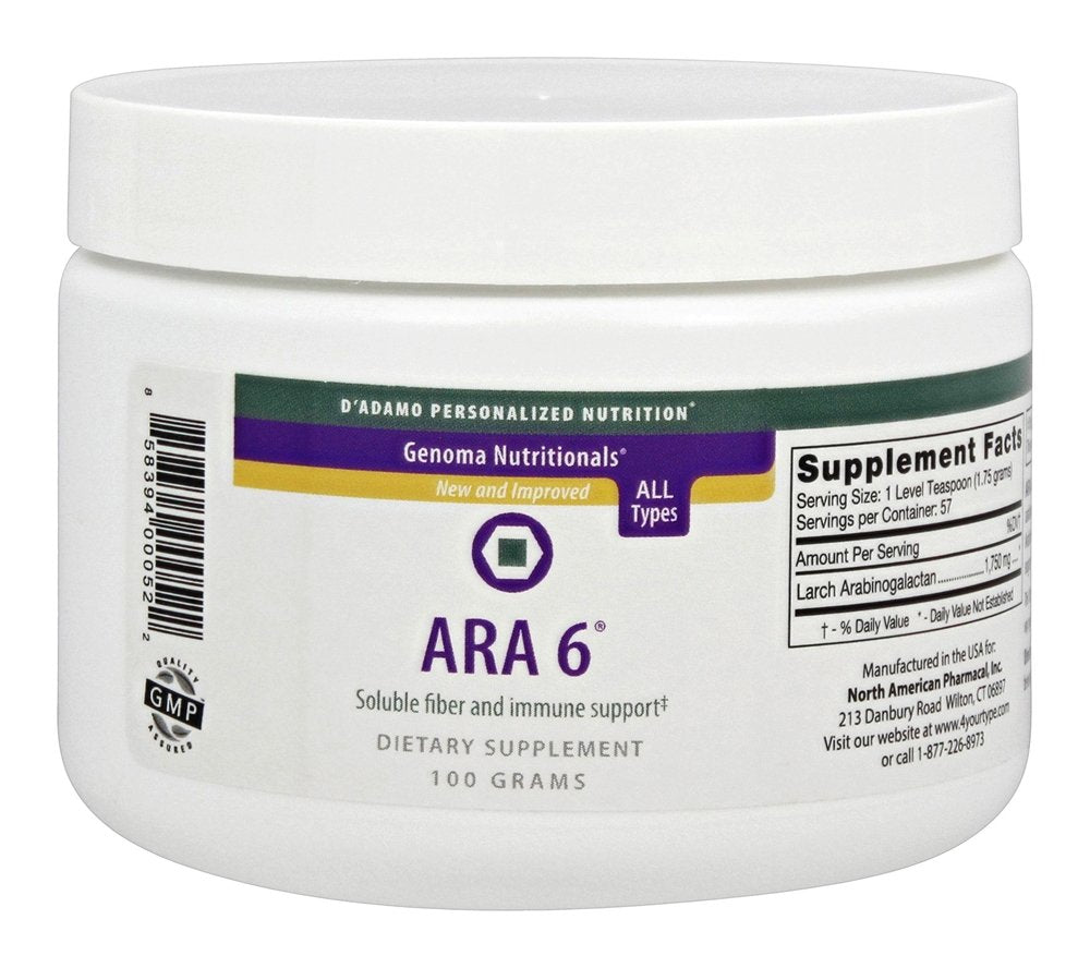 D'Adamo Ara 6 bottle emphasizes immune support potential.