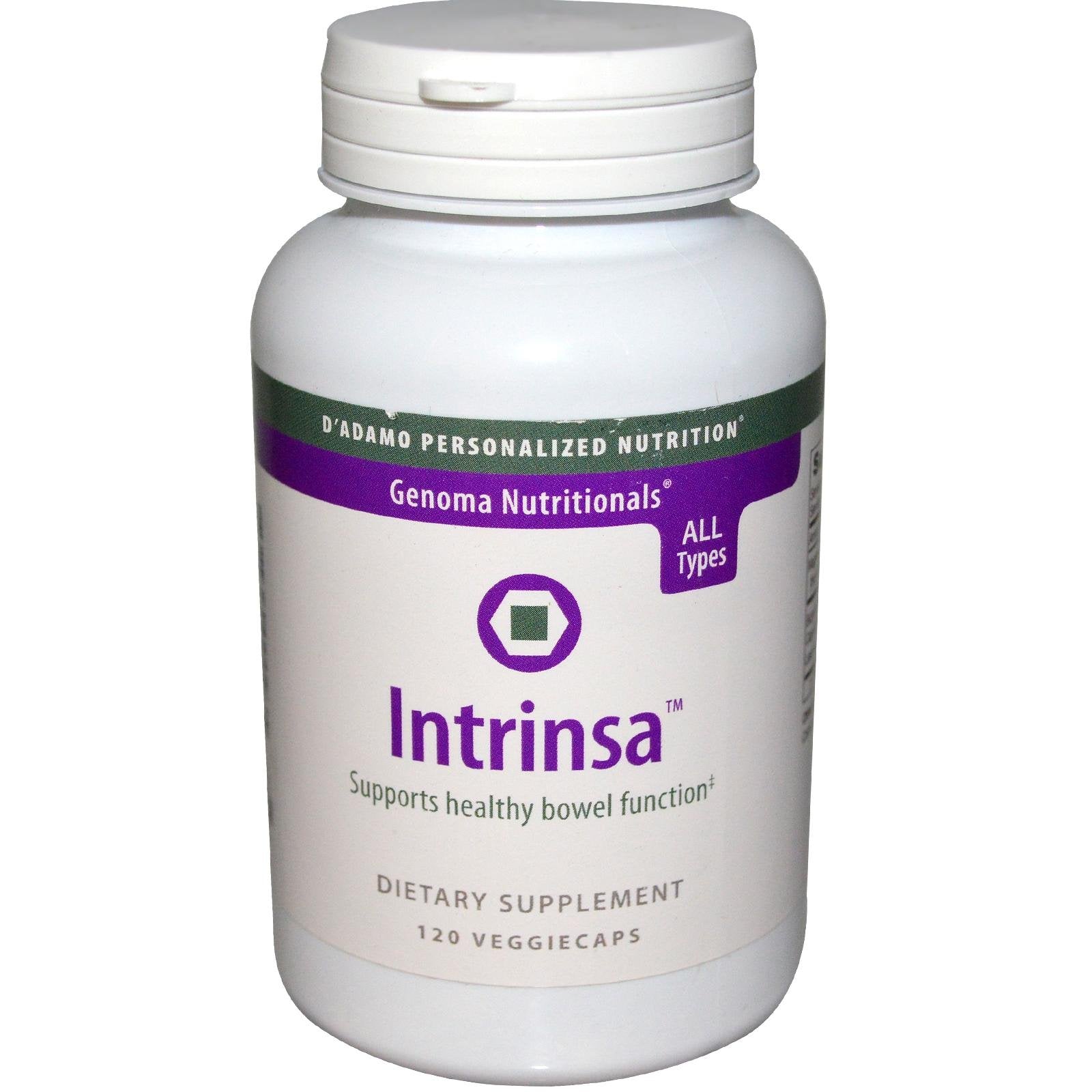 D'Adamo Intrinsa 120vcaps bottle promoting digestive support for daily wellness
