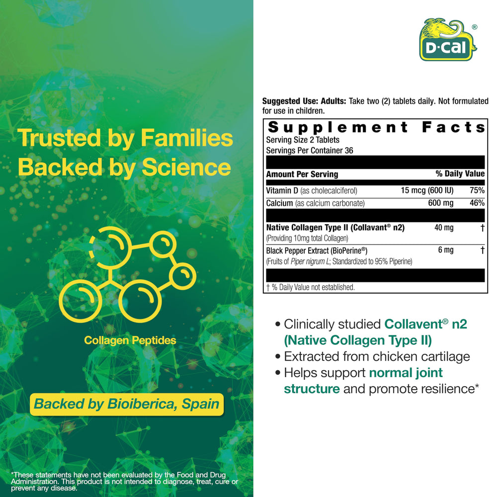 D-Cal Bioperine absorption feature highlighted on the label.