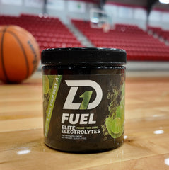 D1 Fuel electrolyte with natural sweeteners bottle shot emphasizing clean formula.