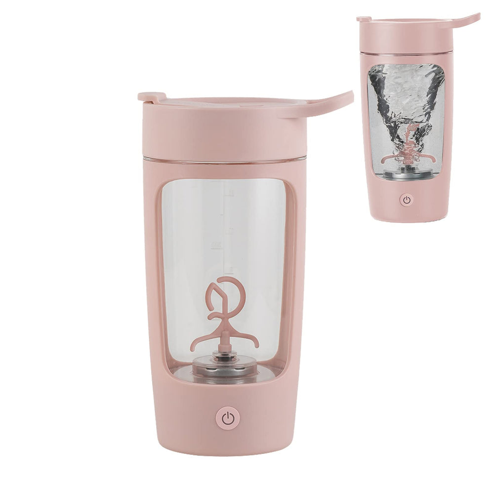 daasigwaa electric protein shaker pink front view showing portable design