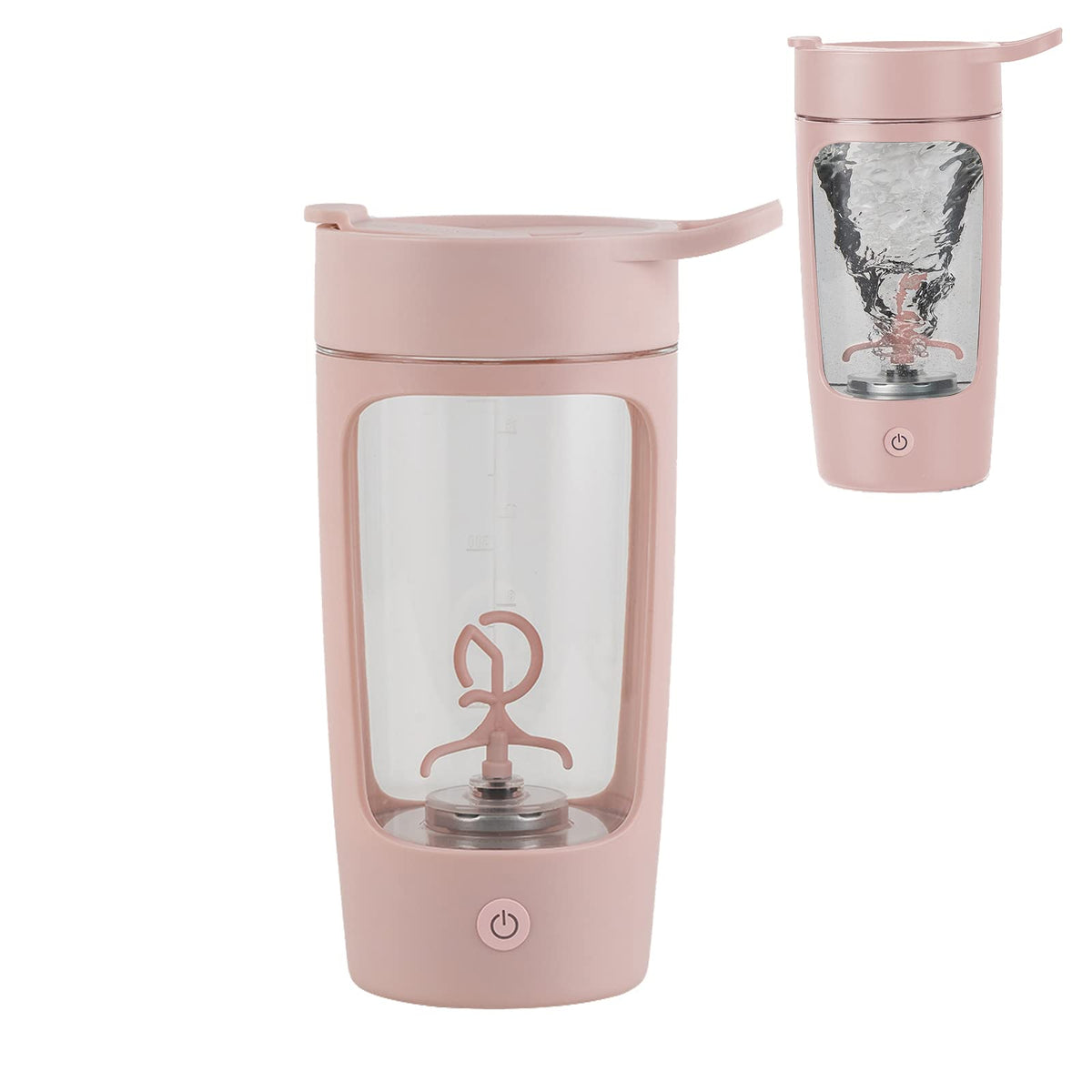 daasigwaa electric protein shaker pink front view showing portable design