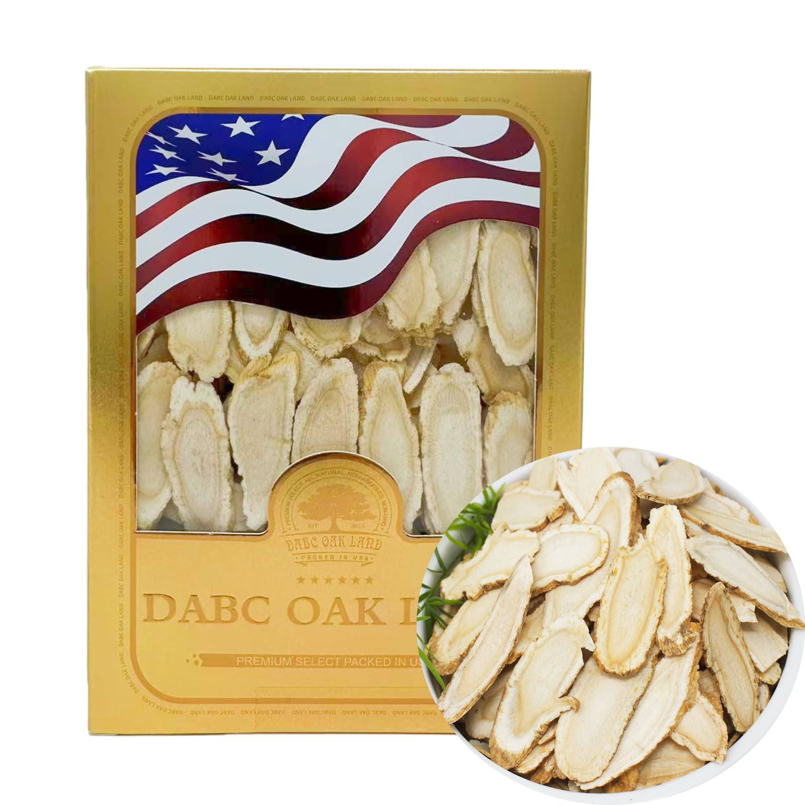 DABC OAK LAND American Ginseng slices in a bottle for easy daily energy.